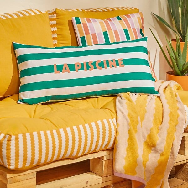 ATMOSPHERA - Coussin de sol d'extérieur Poolside 40x60x15cm jaune - large