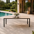 CONCEPT USINE - Table de jardin 190cm 8 personnes avec plateau en verre trempé effet bois BRISBANE - vignette