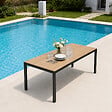 CONCEPT USINE - Table de jardin 240cm 10 personnes avec plateau en verre trempé effet bois BRISBANE - vignette