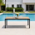 CONCEPT USINE - Table de jardin 240cm 10 personnes avec plateau en verre trempé effet bois BRISBANE - vignette