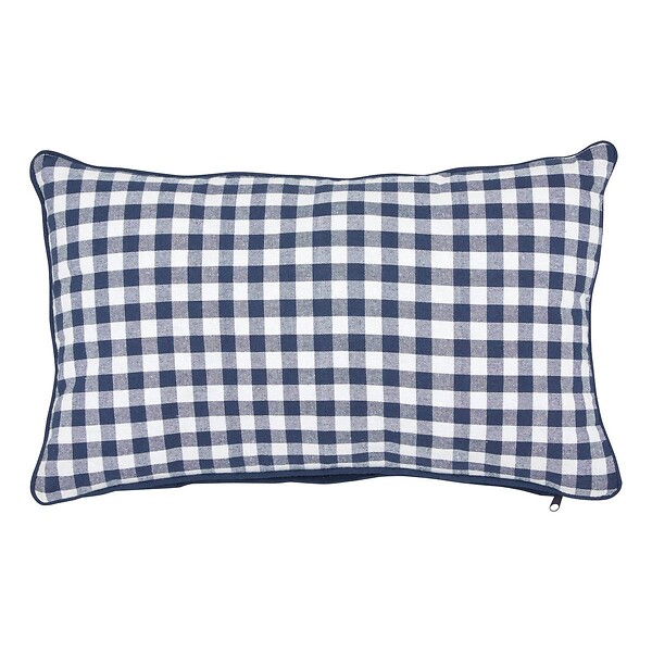 ATMOSPHERA - Coussin Groove 50x30cm vichy bleu navy - large