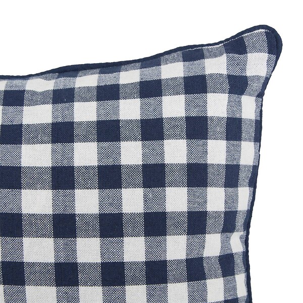 ATMOSPHERA - Coussin Groove 50x30cm vichy bleu navy - large