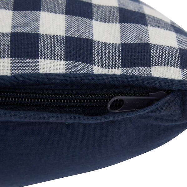 ATMOSPHERA - Coussin Groove 50x30cm vichy bleu navy - large