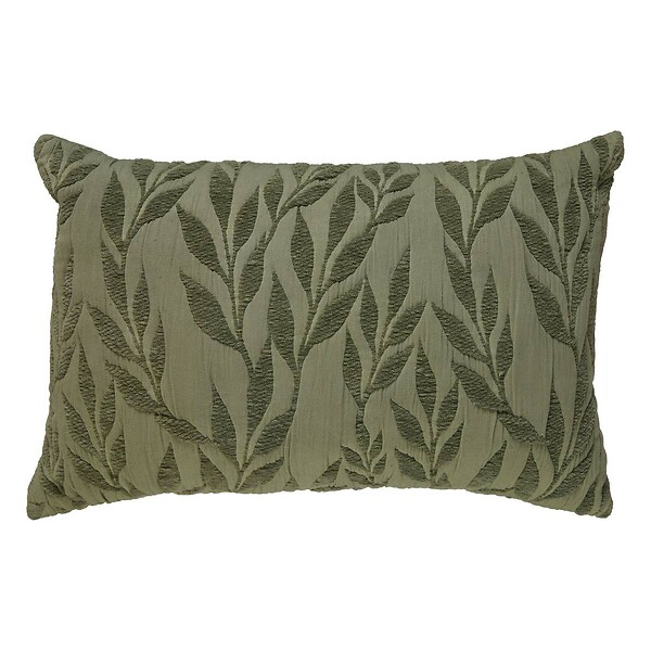 ATMOSPHERA - Coussin motif jacquard "Lehto" coton vert clair 58x38cm - large