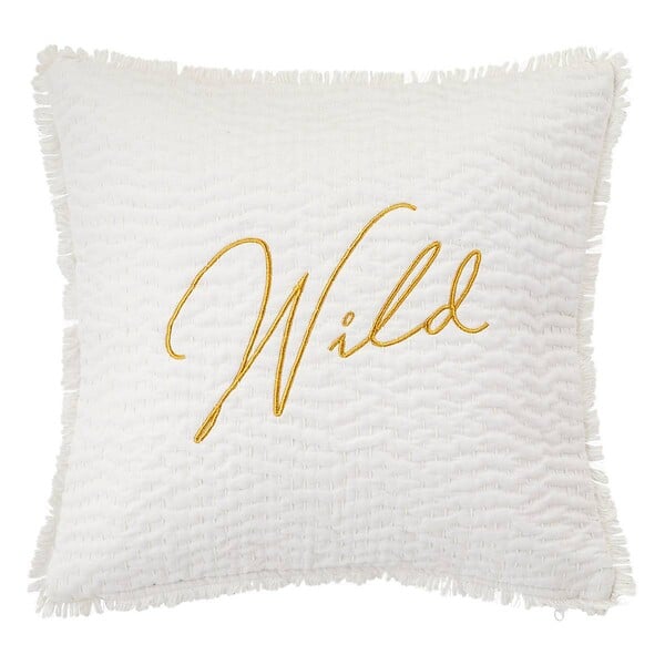 ATMOSPHERA - Coussin brodé "Wild" blanc 45x45cm - large