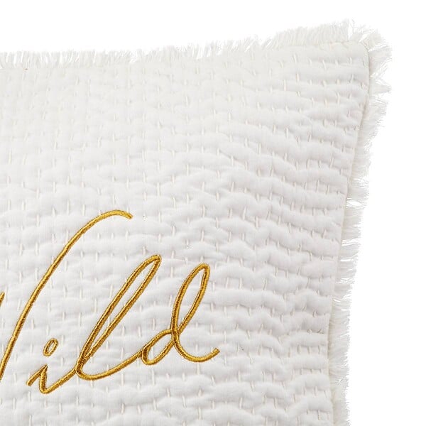 ATMOSPHERA - Coussin brodé "Wild" blanc 45x45cm - large