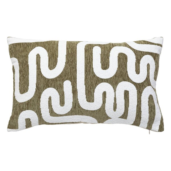 ATMOSPHERA - Housse de coussin Jeni chenille vert kaki 50x30cm - large