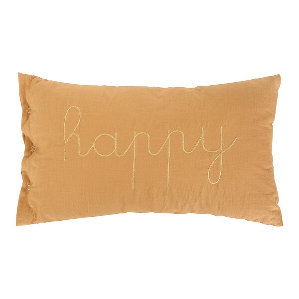 ATMOSPHERA - Coussin rectangulaire "Lili" en gaze de coton 50x30cm marron - large