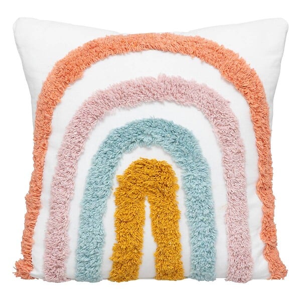 ATMOSPHERA - Coussin enfant "Arc-en-ciel" coton 40x40cm - large