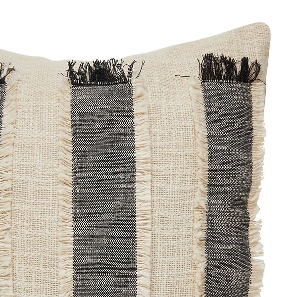 ATMOSPHERA - Coussin à franges "Malakite" noir & blanc 50x50cm - large