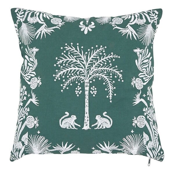 ATMOSPHERA - Coussin brodé The palm resort 45x45cm vert - large