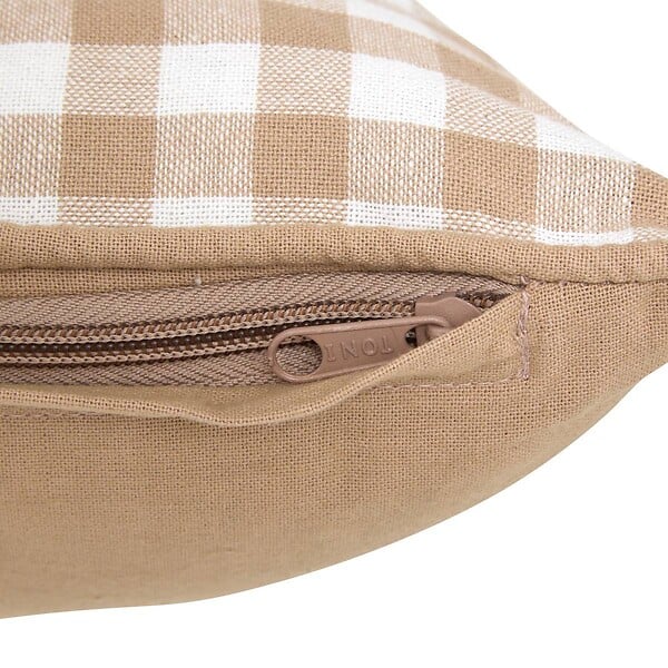 ATMOSPHERA - Coussin Groove 50x30cm vichy beige lin - large