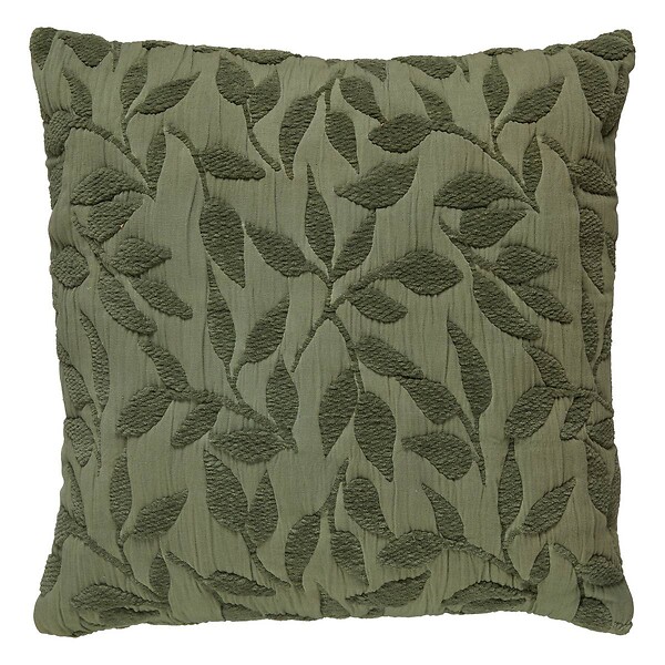 ATMOSPHERA - Coussin motif jacquard "Lehto" coton vert clair 50x50cm - large