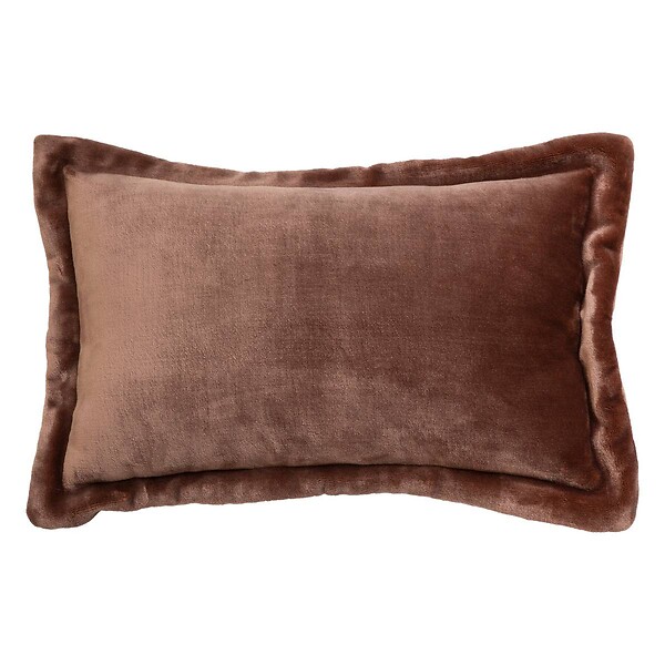 ATMOSPHERA - Coussin flanelle Cuddly marron 38x58cm - large