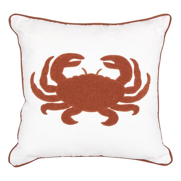 ATMOSPHERA - Coussin brodé Oceania 45x45cm blanc - large