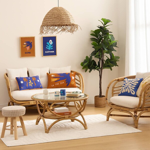 ATMOSPHERA - Coussin Libertad 30x50cm bleu indigo - large