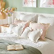 ATMOSPHERA - Coussin Fleur de rose 50x30cm blanc - vignette