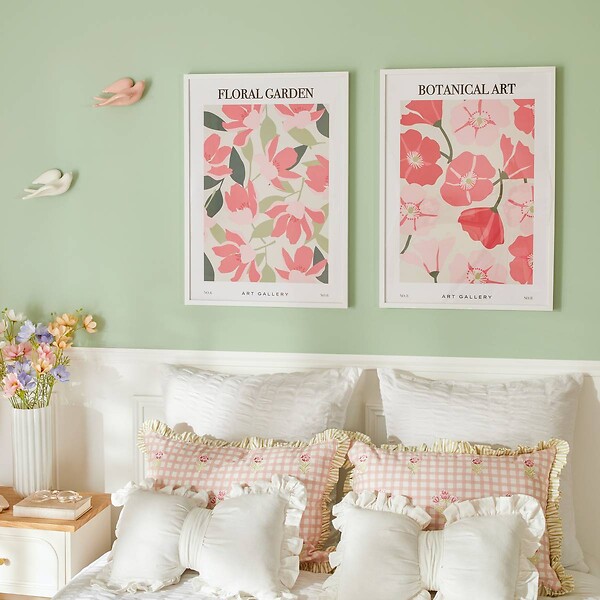 ATMOSPHERA - Coussin Fleur de rose 50x30cm blanc - large