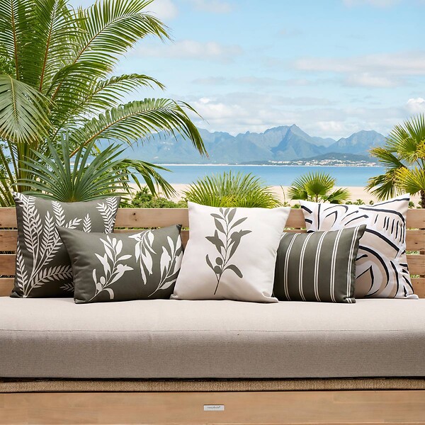 ATMOSPHERA - Housse de coussin d'extérieur Tileo 50x30cm rayée vert foncé - large
