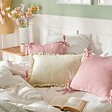 ATMOSPHERA - Coussin Fleur de rose 40x40cm rose - vignette
