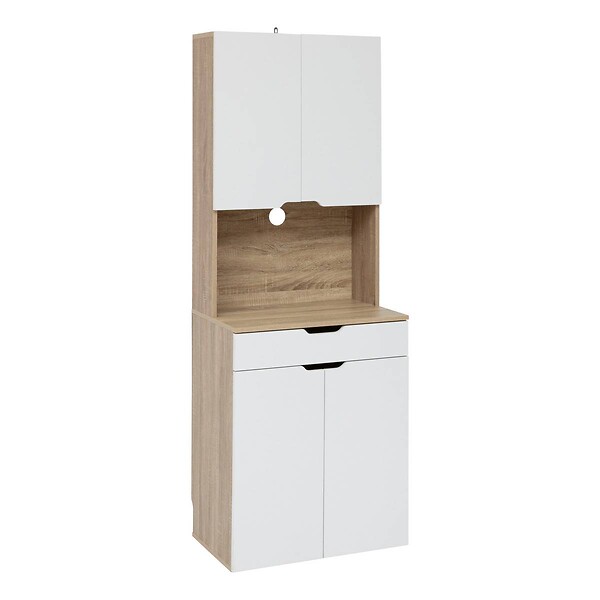 5 FIVE SIMPLY SMART - Buffet de cuisine 4 portes Eat up blanc et bois - large