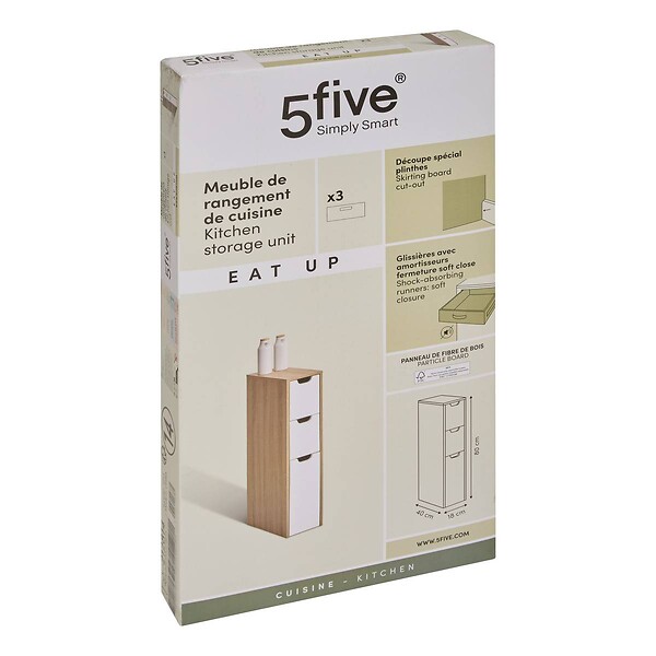 5 FIVE SIMPLY SMART - Meuble de rangement Eat up blanc et bois - large