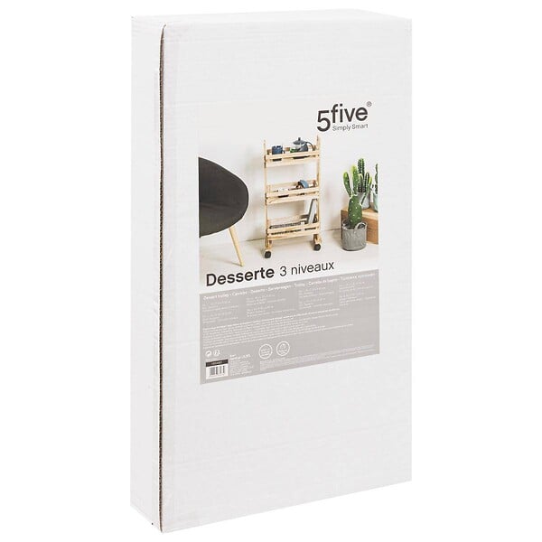 5 FIVE SIMPLY SMART - Desserte à roulettes 3 étages en bois cagette - large