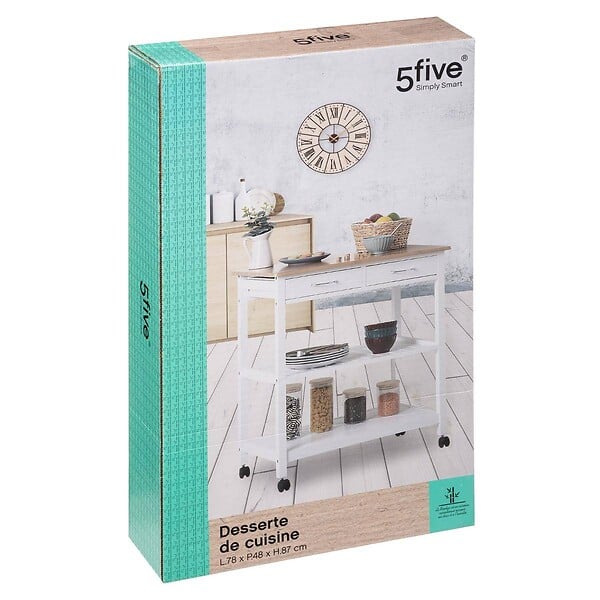 5 FIVE SIMPLY SMART - Dessertes 2 niveaux bambou blanc - large