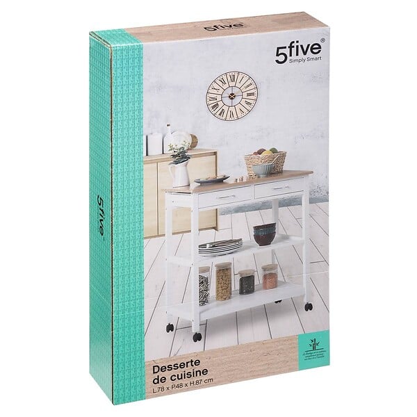 5 FIVE SIMPLY SMART - Dessertes 2 niveaux bambou blanc - large