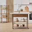 5 FIVE SIMPLY SMART - Ilot de cuisine Come 2 tiroirs bois et effet marbre - vignette