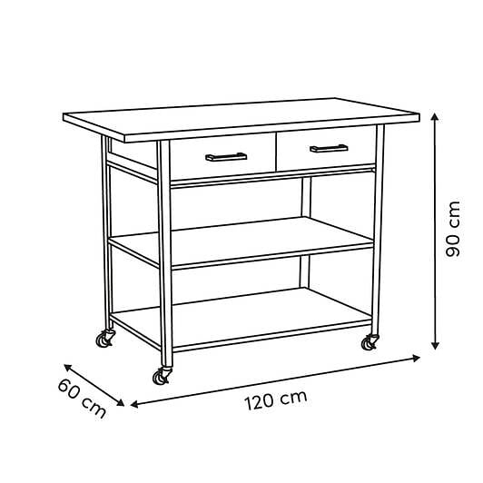 5 FIVE SIMPLY SMART - Ilot de cuisine Come 2 tiroirs bois et effet marbre - large