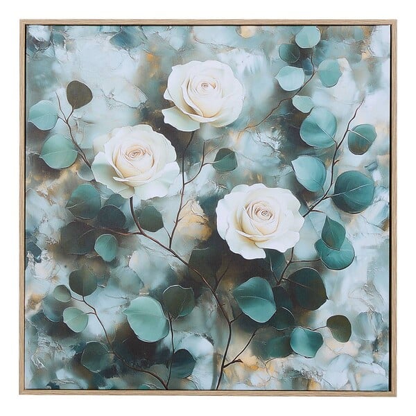 ATMOSPHERA - Toile imprimée fleurs 40x40cm bleu - large