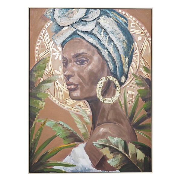 ATMOSPHERA - Toile peinte encadrée "Macarena" marron 122x92cm - large