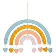 ATMOSPHERA - Déco murale "Arc-en-ciel" en bois & coton 30x20cm - vignette