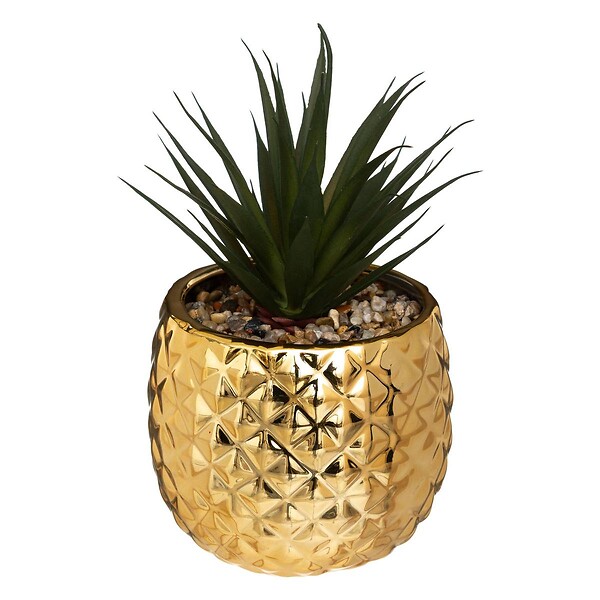ATMOSPHERA - Plante artificielle "Ananas" - H21 cm - Blanc - large
