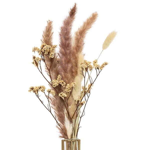ATMOSPHERA - Composition fleurs séchées automne métal doré rose H40cm - large