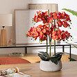 ATMOSPHERA - Orchidée artificielle en pot "Sanae" pot en ciment orange H65cm - vignette