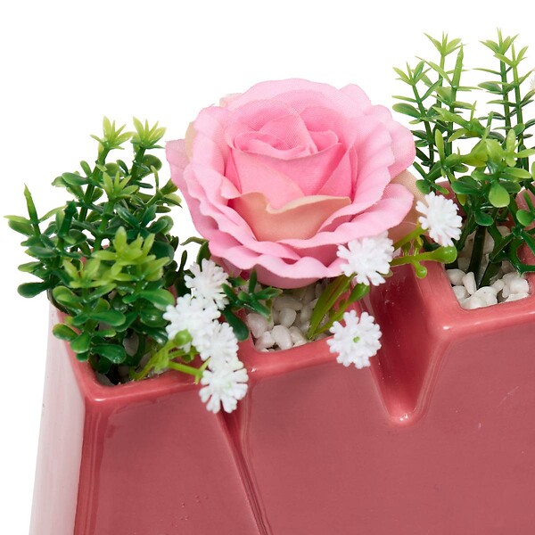 ATMOSPHERA - Composition florale "Amour" Fleur de rose H14cm - large