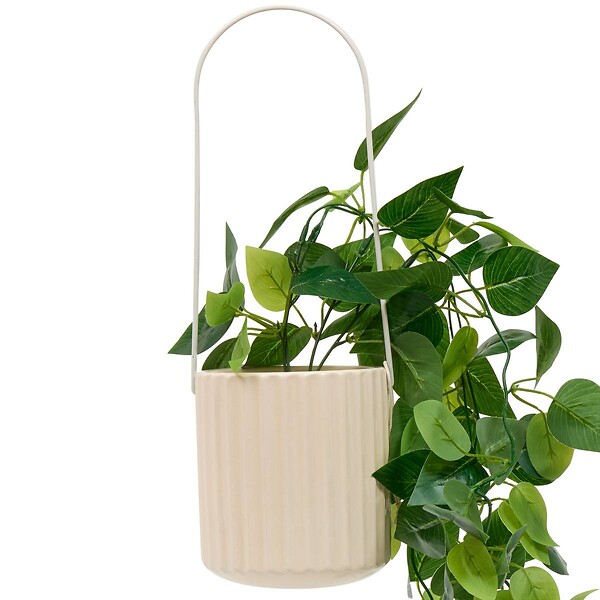 ATMOSPHERA - Plante artificielle suspendue Pool pot céramique beige - large