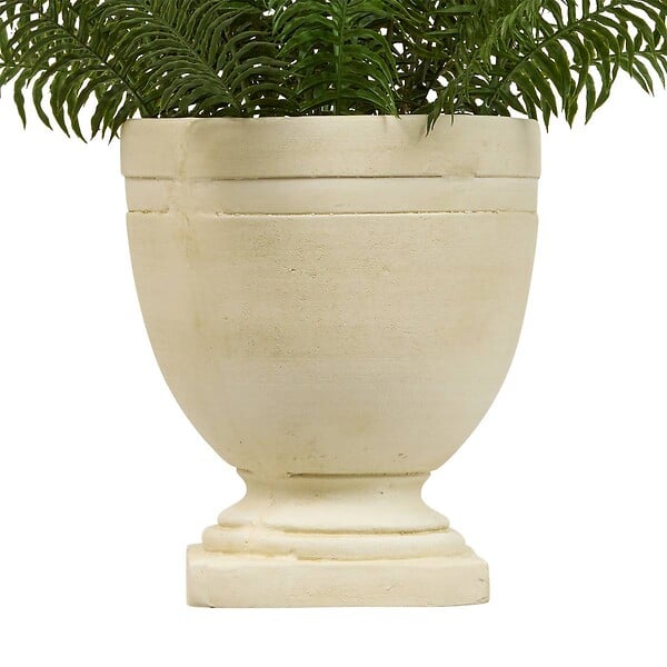 ATMOSPHERA - Plante artificielle Fougère Fleur de rose H80cm - large