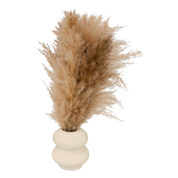ATMOSPHERA - Composition florale avec vase "Glen" vase en céramique blanc H42cm - large