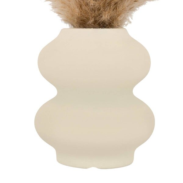 ATMOSPHERA - Composition florale avec vase "Glen" vase en céramique blanc H42cm - large