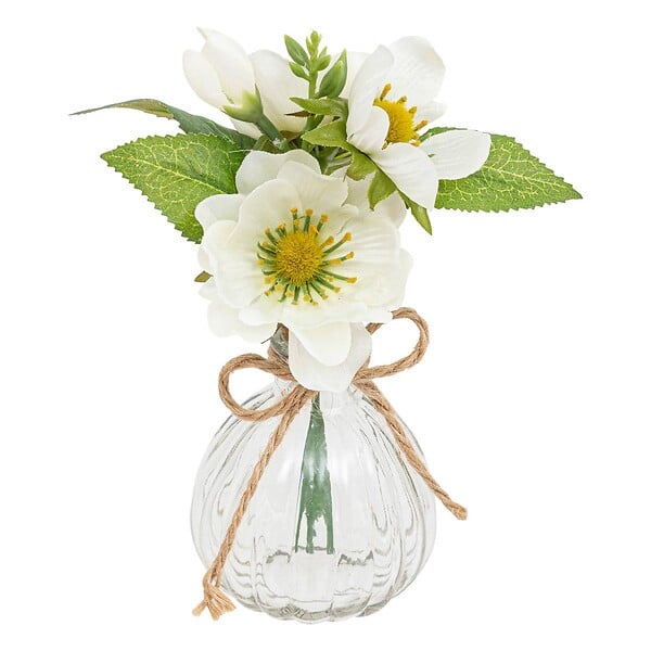 ATMOSPHERA - Composition vase et fleurs artificielles H17cm - large