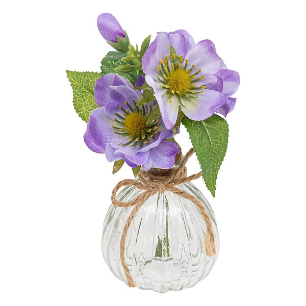 ATMOSPHERA - Composition vase et fleurs artificielles H17cm - large