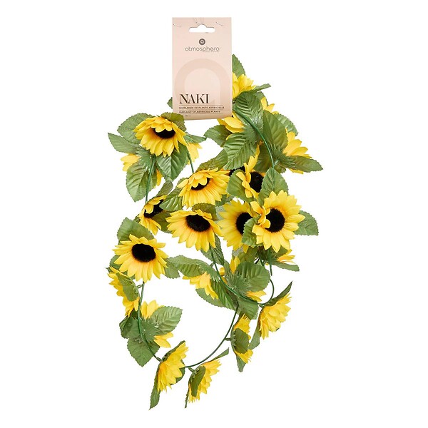 ATMOSPHERA - Guirlan de tournesol artificielle "Naki" jaune H180cm - large