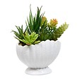 ATMOSPHERA - Plante Artificielle Ocea avec Pot Coquillage H20cm Blanc - vignette