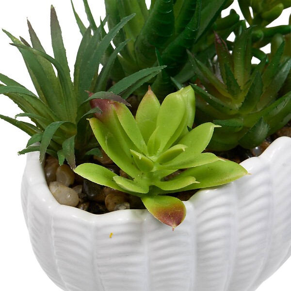 ATMOSPHERA - Plante Artificielle Ocea avec Pot Coquillage H20cm Blanc - large