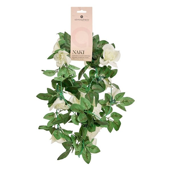 ATMOSPHERA - Guirlande de roses artificielle "Naki" blanc H230cm - large
