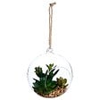 ATMOSPHERA - Plante artificielle en boule - pot en verre - H17 cm - Vert foncé - vignette