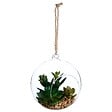 ATMOSPHERA - Plante artificielle en boule - pot en verre - H17 cm - Vert foncé - vignette